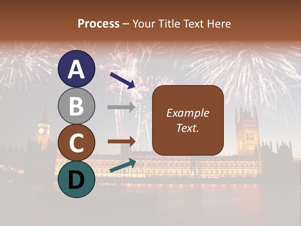 A Large Clock Tower With Fireworks In The Sky PowerPoint Template