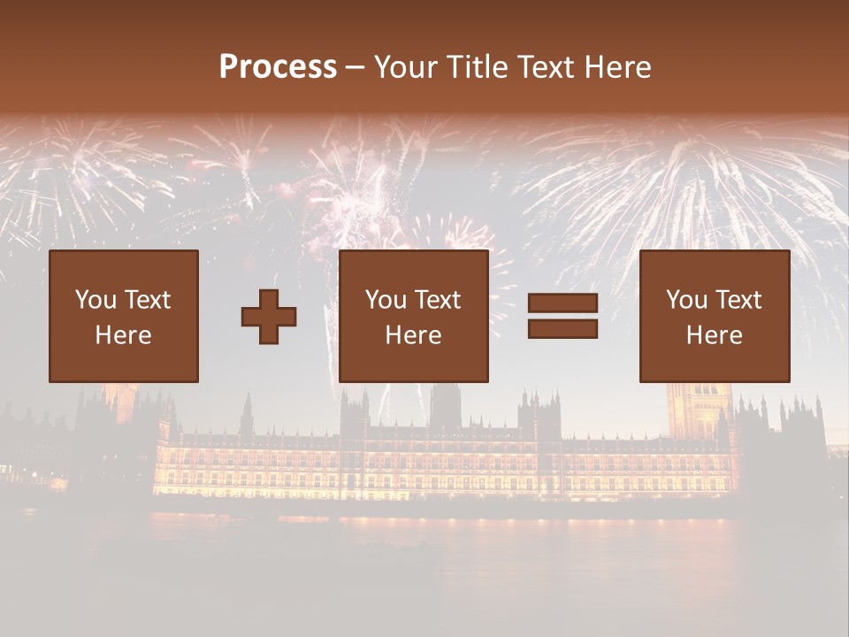 A Large Clock Tower With Fireworks In The Sky PowerPoint Template