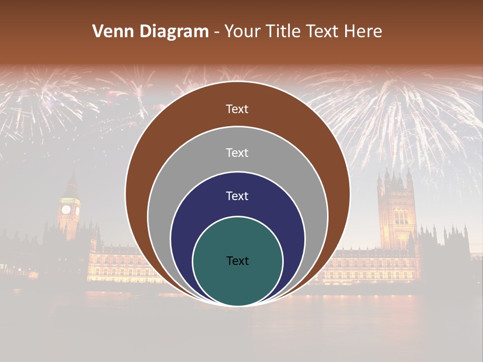 A Large Clock Tower With Fireworks In The Sky PowerPoint Template