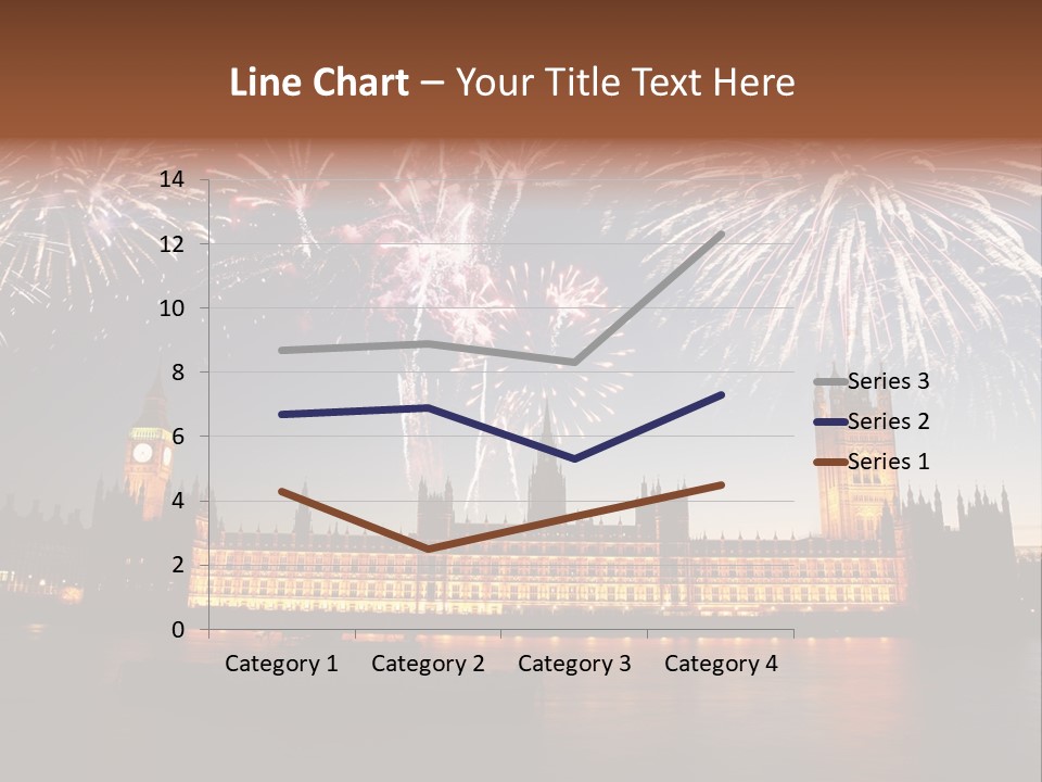 A Large Clock Tower With Fireworks In The Sky PowerPoint Template