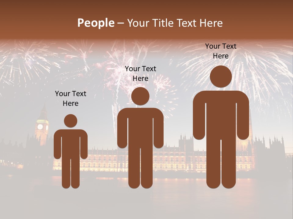 A Large Clock Tower With Fireworks In The Sky PowerPoint Template