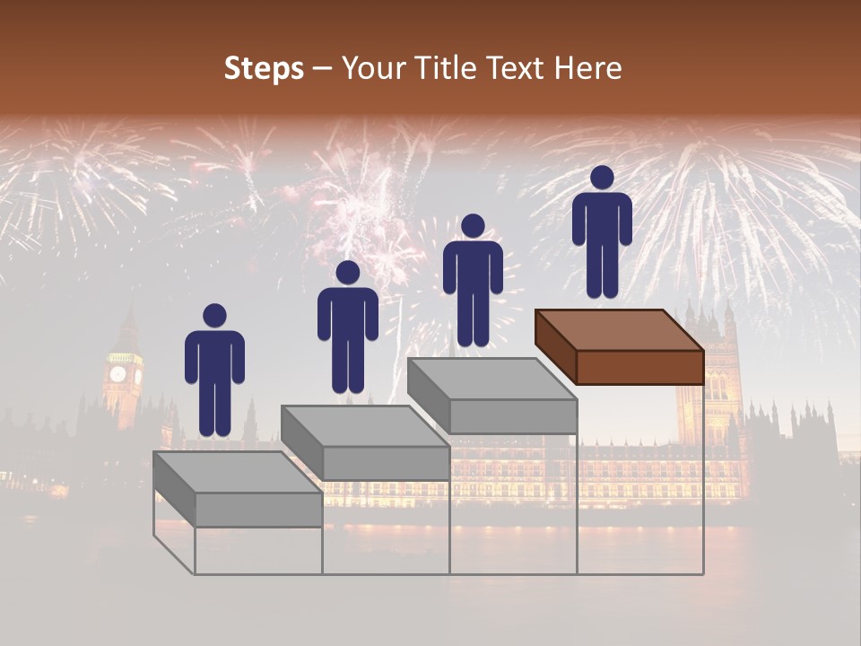 A Large Clock Tower With Fireworks In The Sky PowerPoint Template