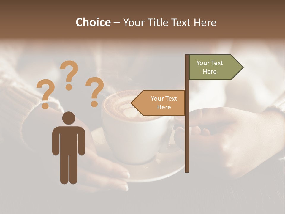 A Woman Holding A Cup Of Coffee With Steam Coming Out Of It PowerPoint Template