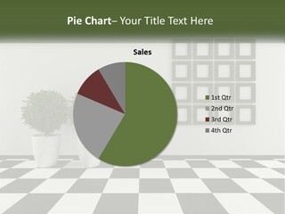 A Black And White Checkered Floor With Two Potted Plants PowerPoint Template