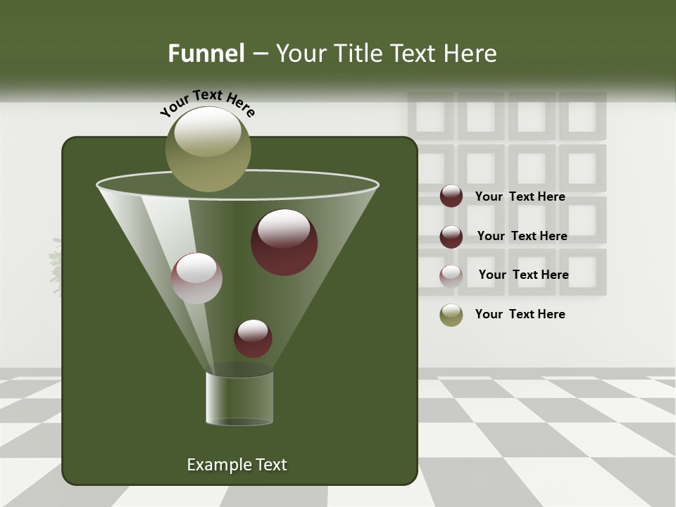 A Black And White Checkered Floor With Two Potted Plants PowerPoint Template