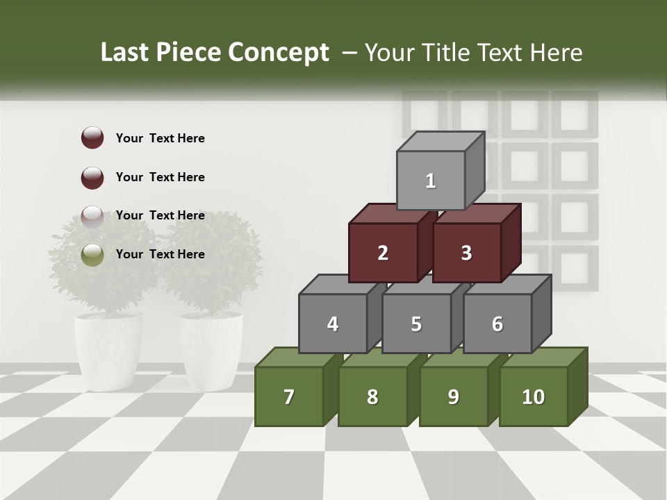 A Black And White Checkered Floor With Two Potted Plants PowerPoint Template