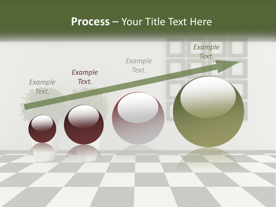 A Black And White Checkered Floor With Two Potted Plants PowerPoint Template