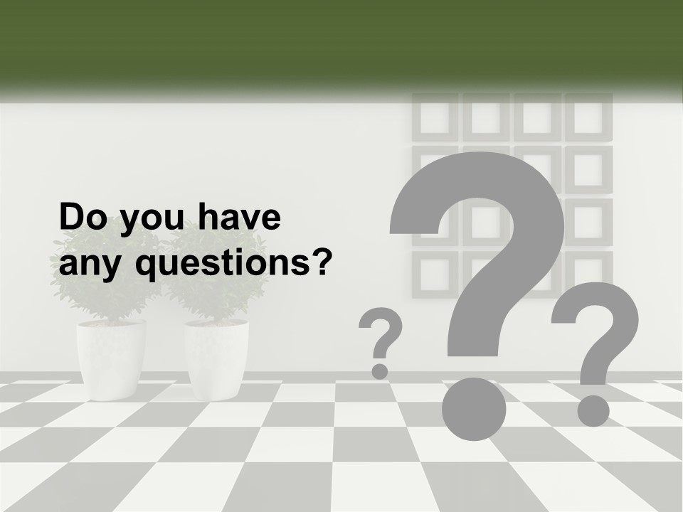 A Black And White Checkered Floor With Two Potted Plants PowerPoint Template