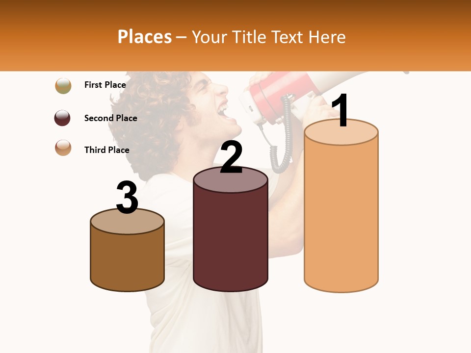 A Man Shouting Into A Red And White Megaphone PowerPoint Template