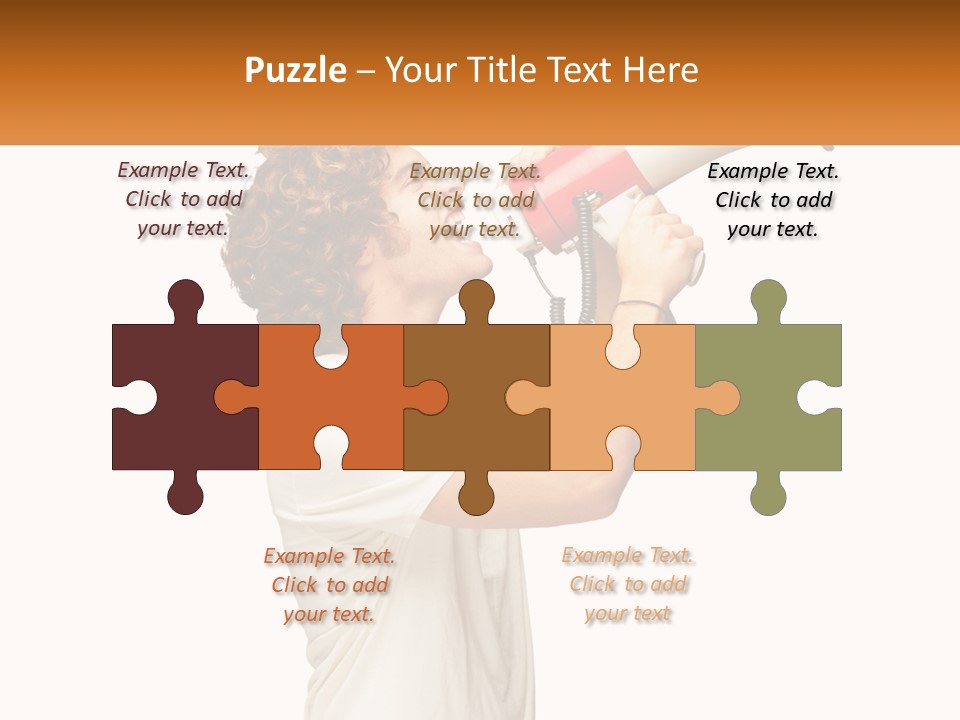 A Man Shouting Into A Red And White Megaphone PowerPoint Template