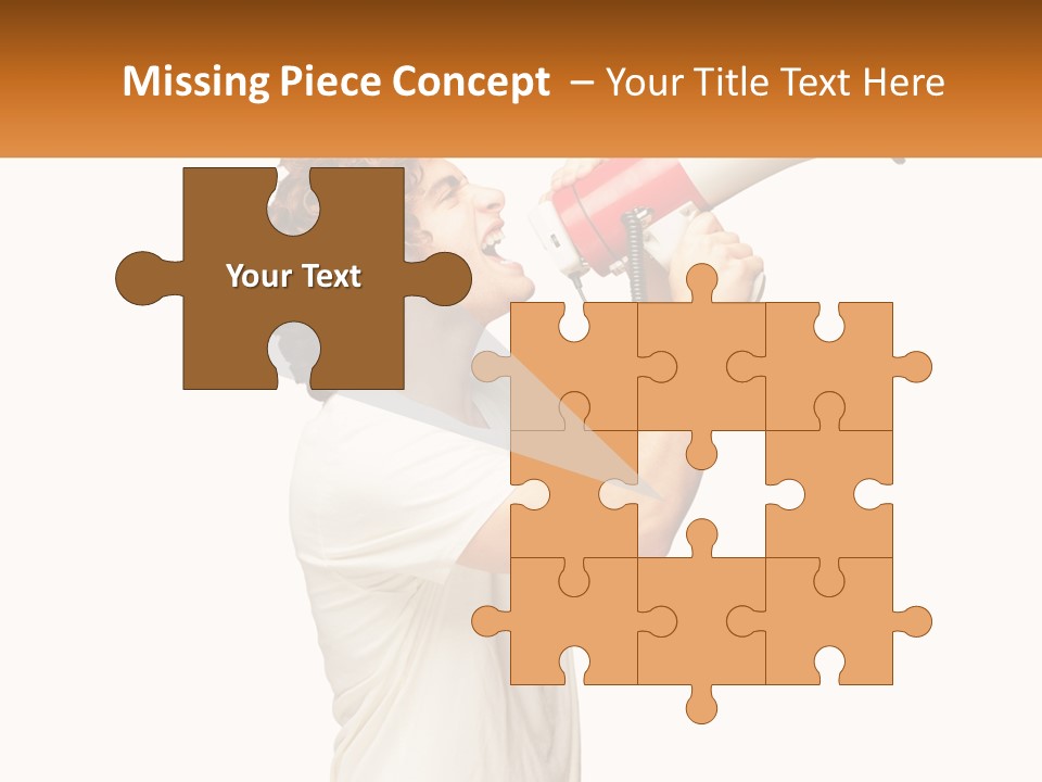 A Man Shouting Into A Red And White Megaphone PowerPoint Template