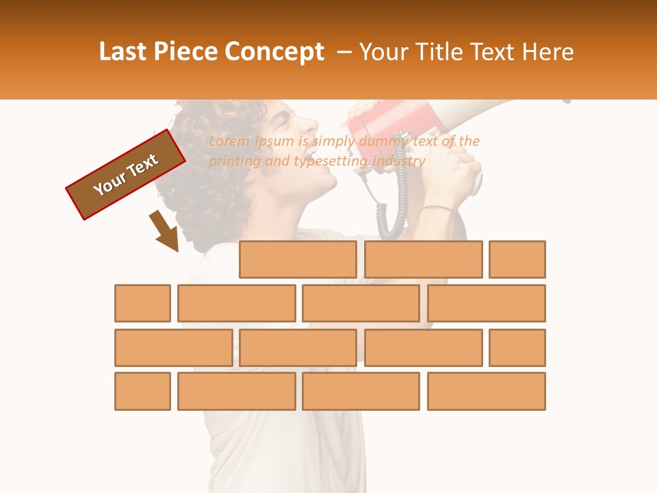 A Man Shouting Into A Red And White Megaphone PowerPoint Template