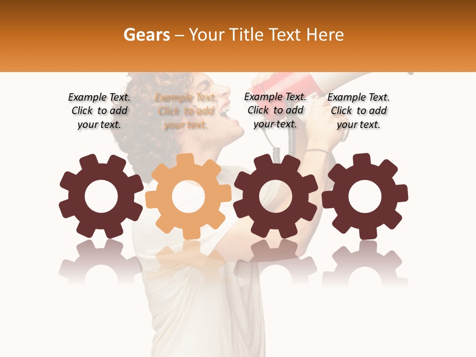 A Man Shouting Into A Red And White Megaphone PowerPoint Template