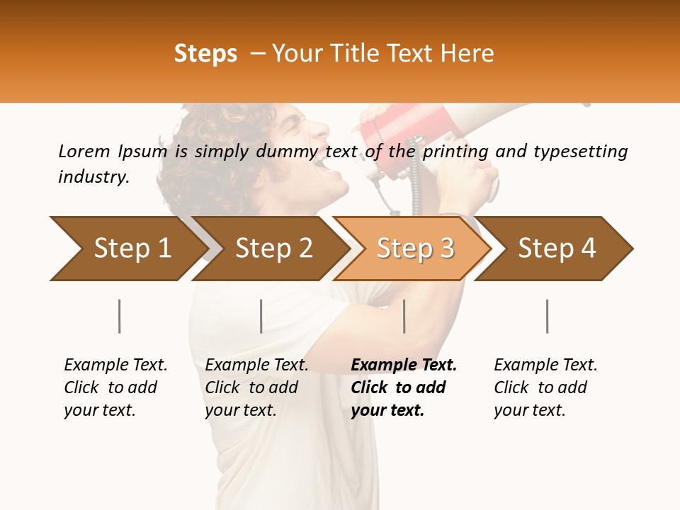 A Man Shouting Into A Red And White Megaphone PowerPoint Template