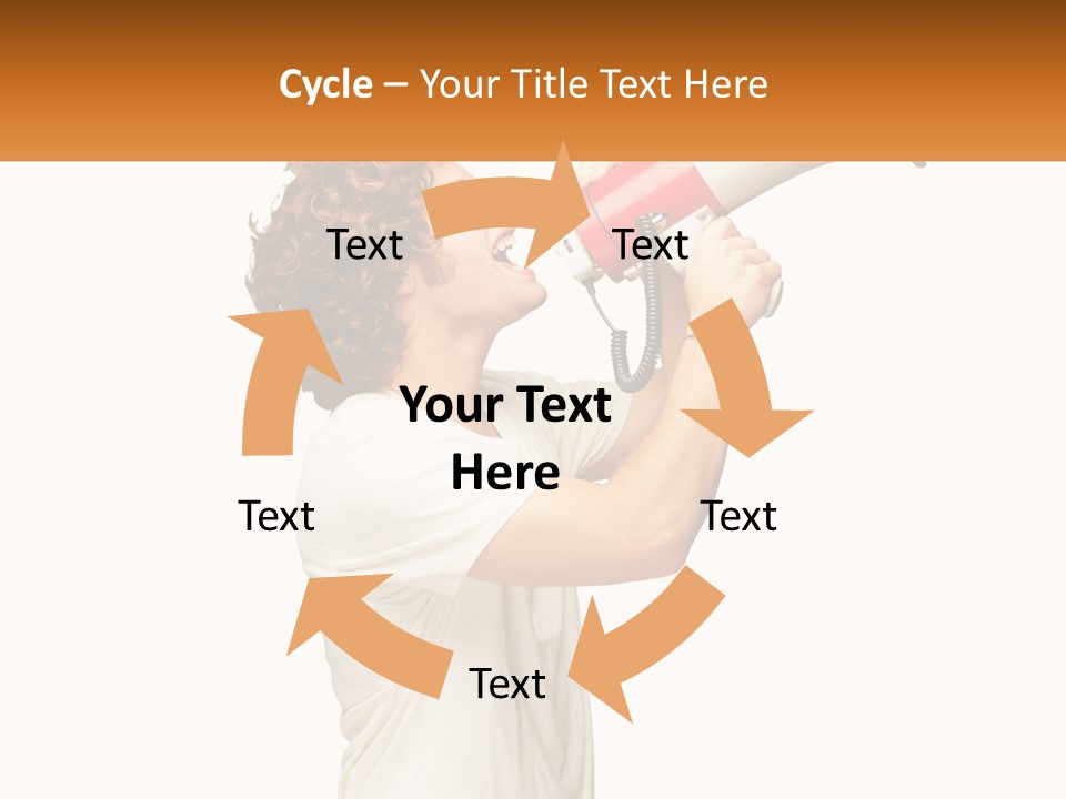 A Man Shouting Into A Red And White Megaphone PowerPoint Template