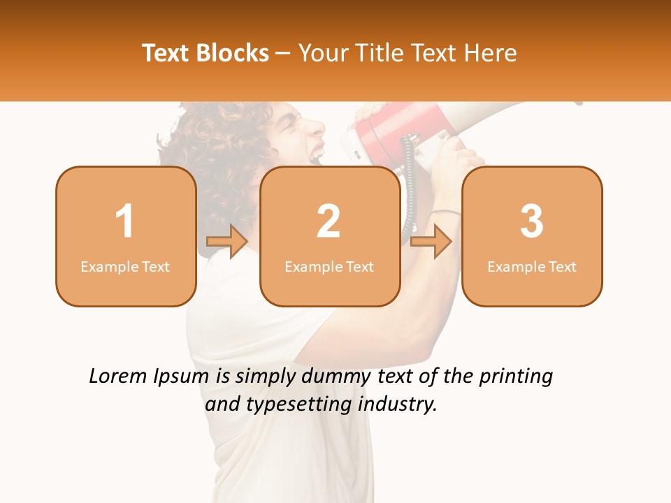 A Man Shouting Into A Red And White Megaphone PowerPoint Template