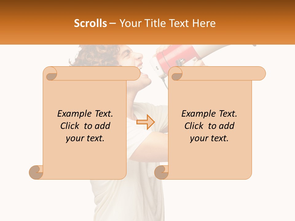 A Man Shouting Into A Red And White Megaphone PowerPoint Template