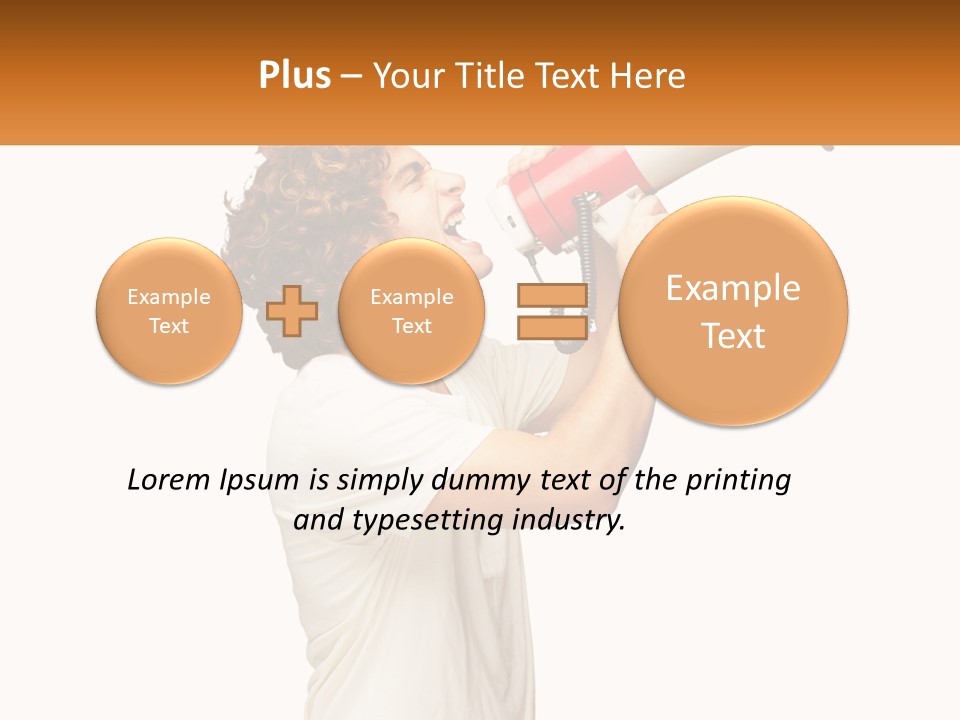 A Man Shouting Into A Red And White Megaphone PowerPoint Template