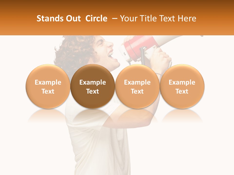 A Man Shouting Into A Red And White Megaphone PowerPoint Template