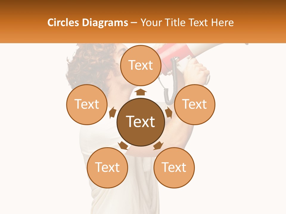 A Man Shouting Into A Red And White Megaphone PowerPoint Template