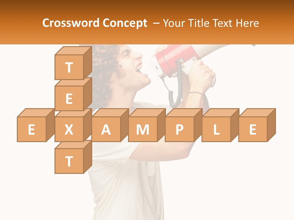 A Man Shouting Into A Red And White Megaphone PowerPoint Template