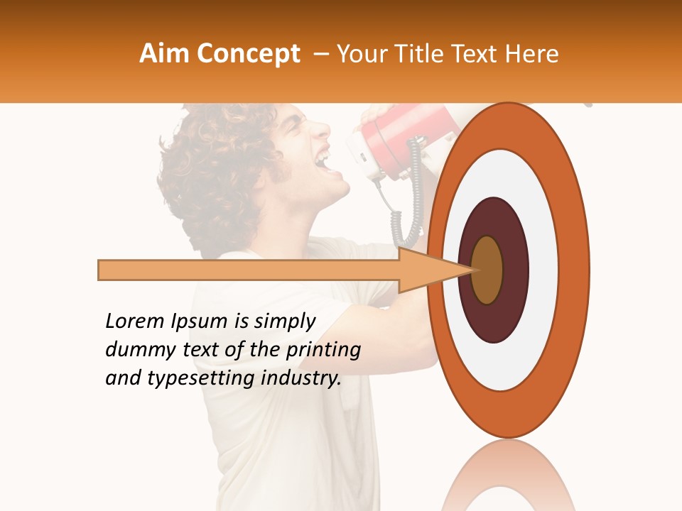 A Man Shouting Into A Red And White Megaphone PowerPoint Template