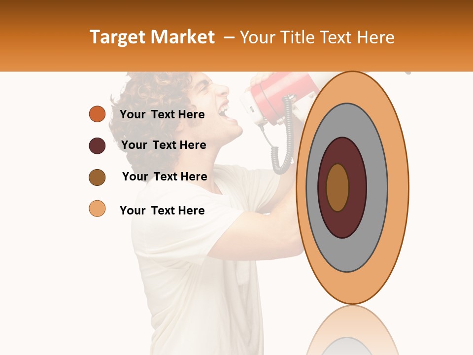A Man Shouting Into A Red And White Megaphone PowerPoint Template