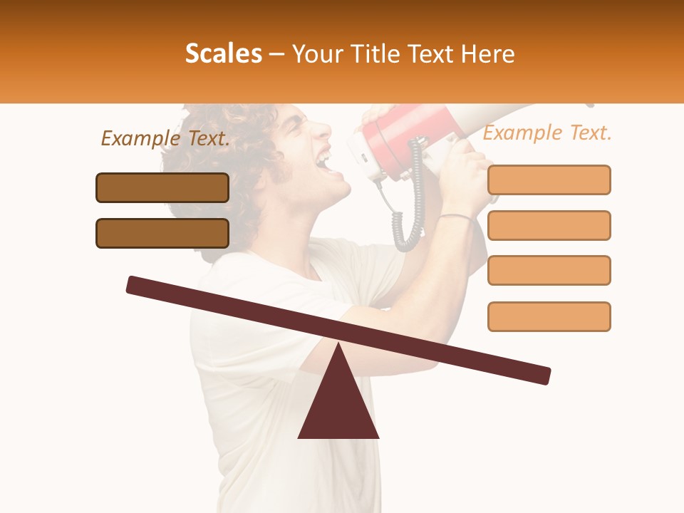 A Man Shouting Into A Red And White Megaphone PowerPoint Template