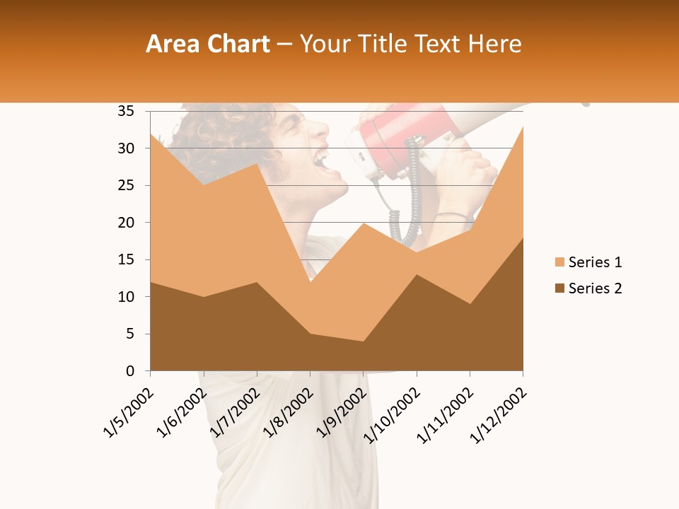 A Man Shouting Into A Red And White Megaphone PowerPoint Template