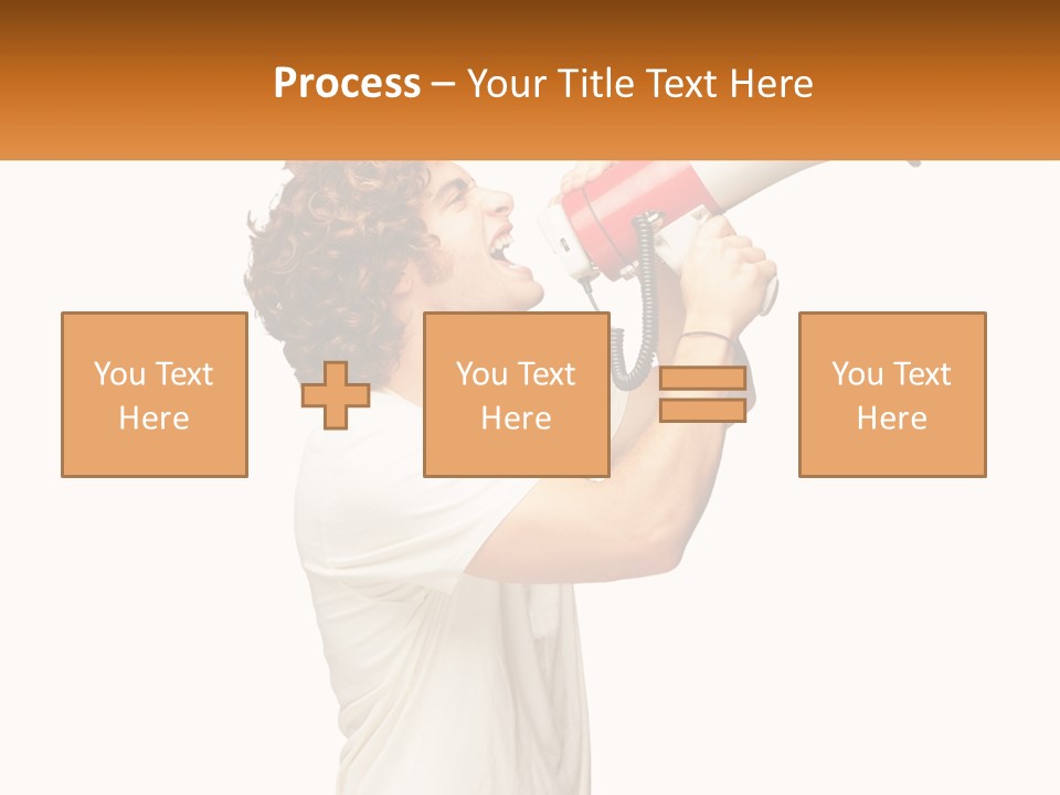 A Man Shouting Into A Red And White Megaphone PowerPoint Template