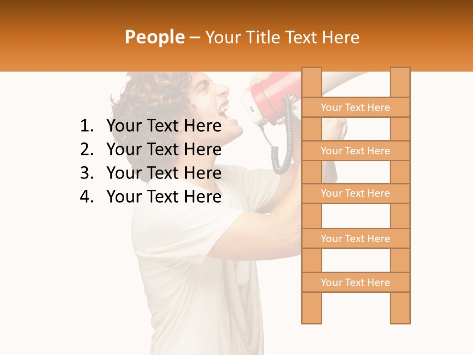 A Man Shouting Into A Red And White Megaphone PowerPoint Template