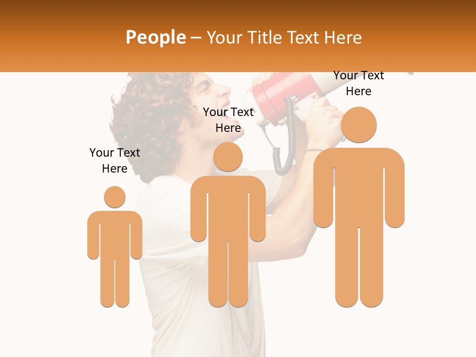 A Man Shouting Into A Red And White Megaphone PowerPoint Template