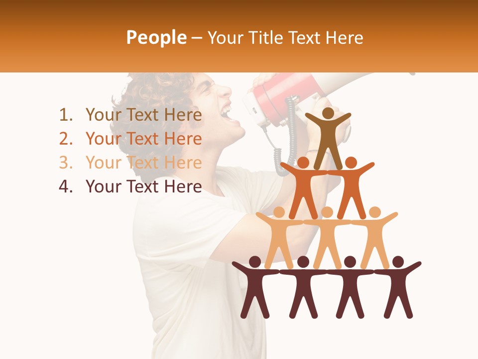 A Man Shouting Into A Red And White Megaphone PowerPoint Template