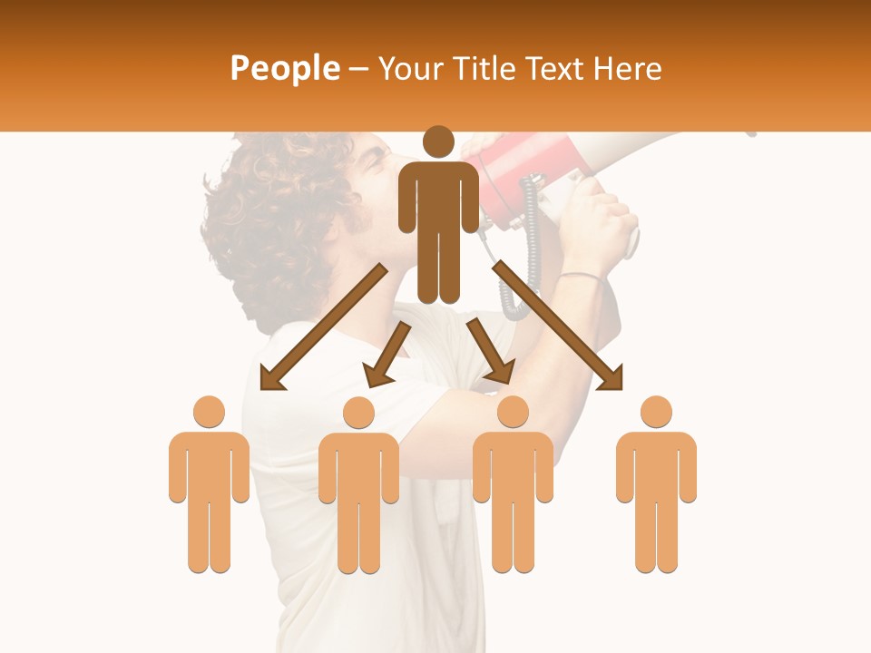 A Man Shouting Into A Red And White Megaphone PowerPoint Template