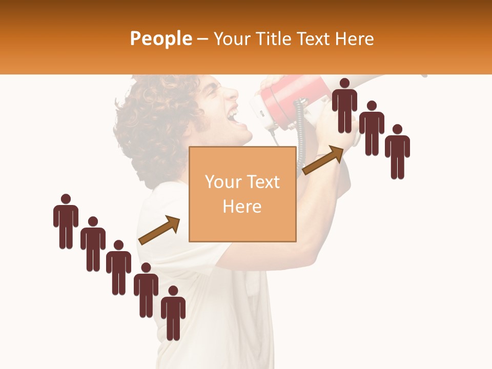 A Man Shouting Into A Red And White Megaphone PowerPoint Template