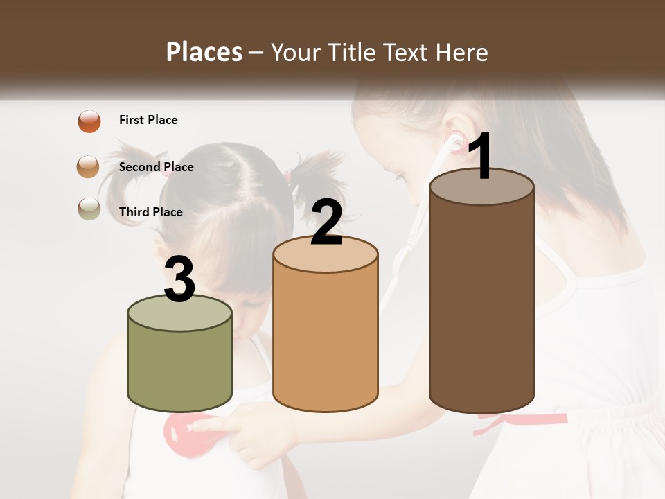 Two Little Girls Are Playing With Ear Buds PowerPoint Template