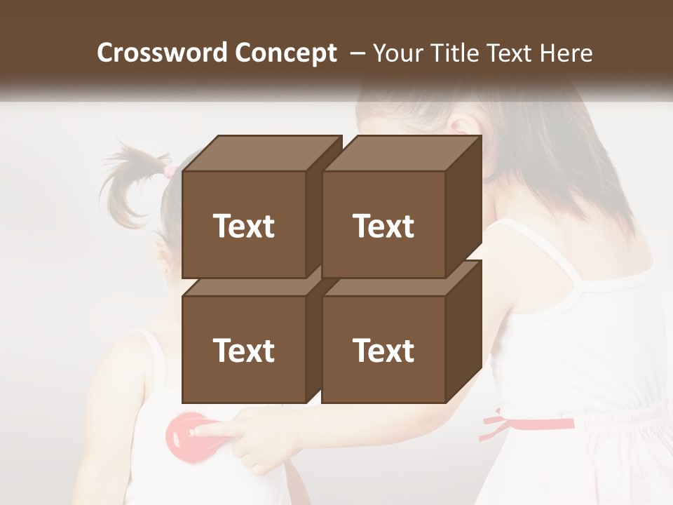 Two Little Girls Are Playing With Ear Buds PowerPoint Template