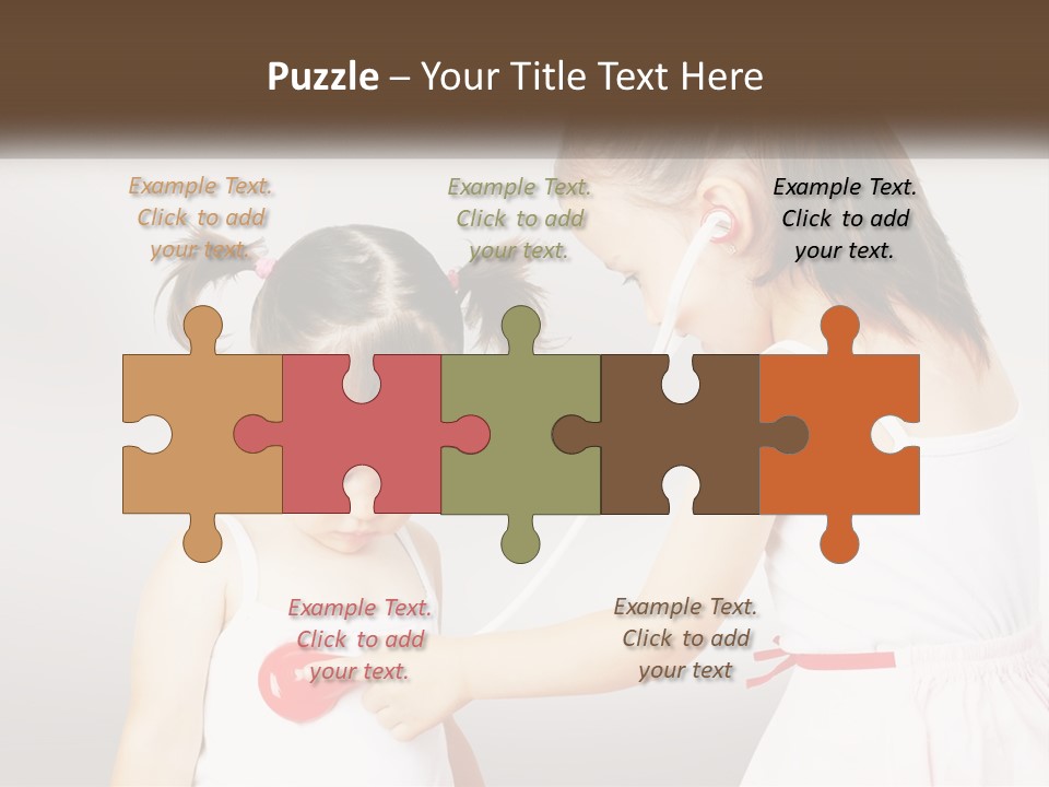 Two Little Girls Are Playing With Ear Buds PowerPoint Template