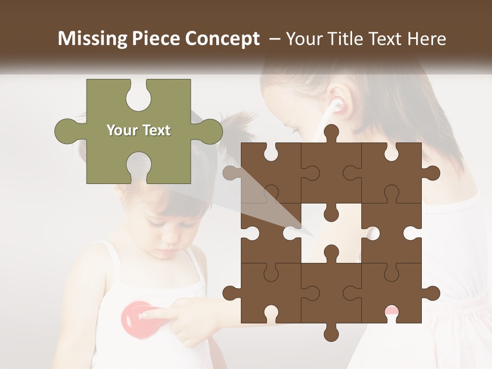 Two Little Girls Are Playing With Ear Buds PowerPoint Template