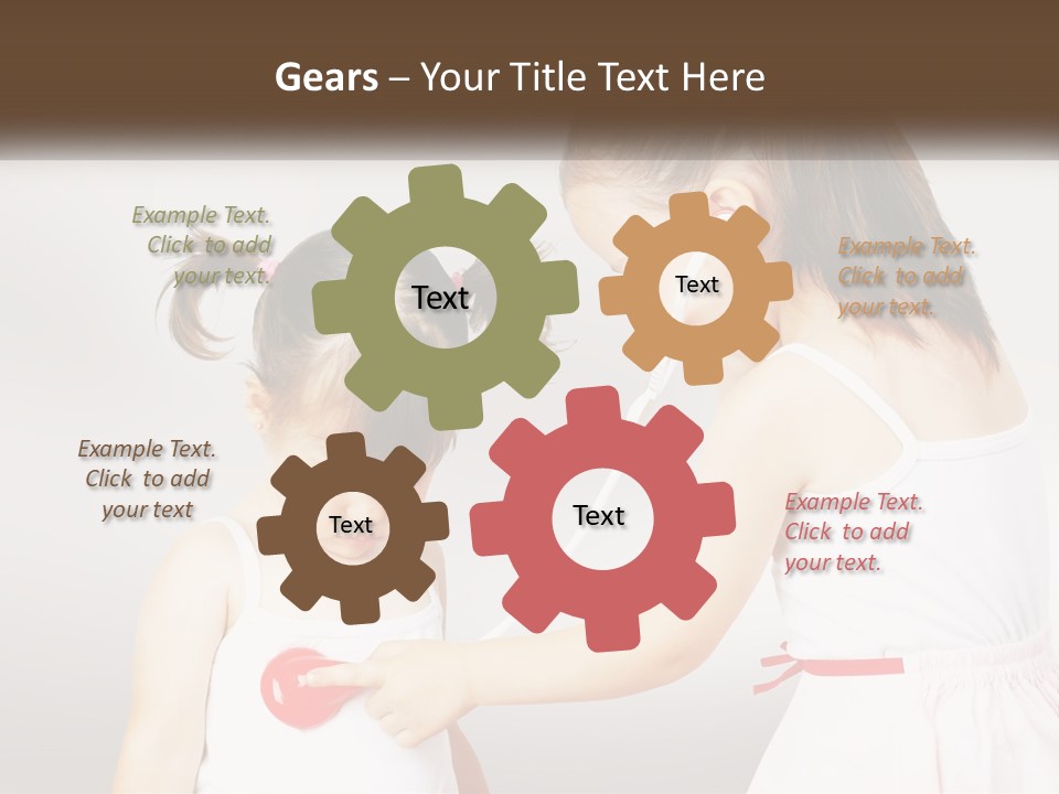 Two Little Girls Are Playing With Ear Buds PowerPoint Template