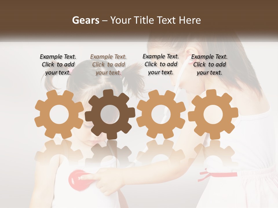 Two Little Girls Are Playing With Ear Buds PowerPoint Template