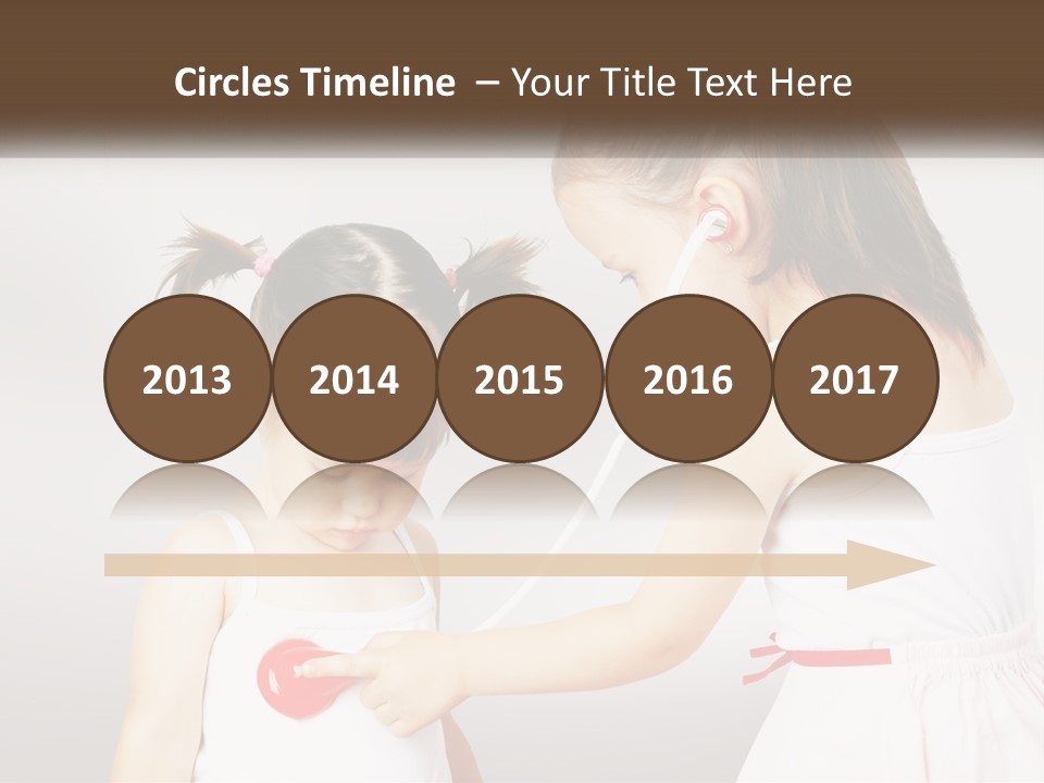 Two Little Girls Are Playing With Ear Buds PowerPoint Template