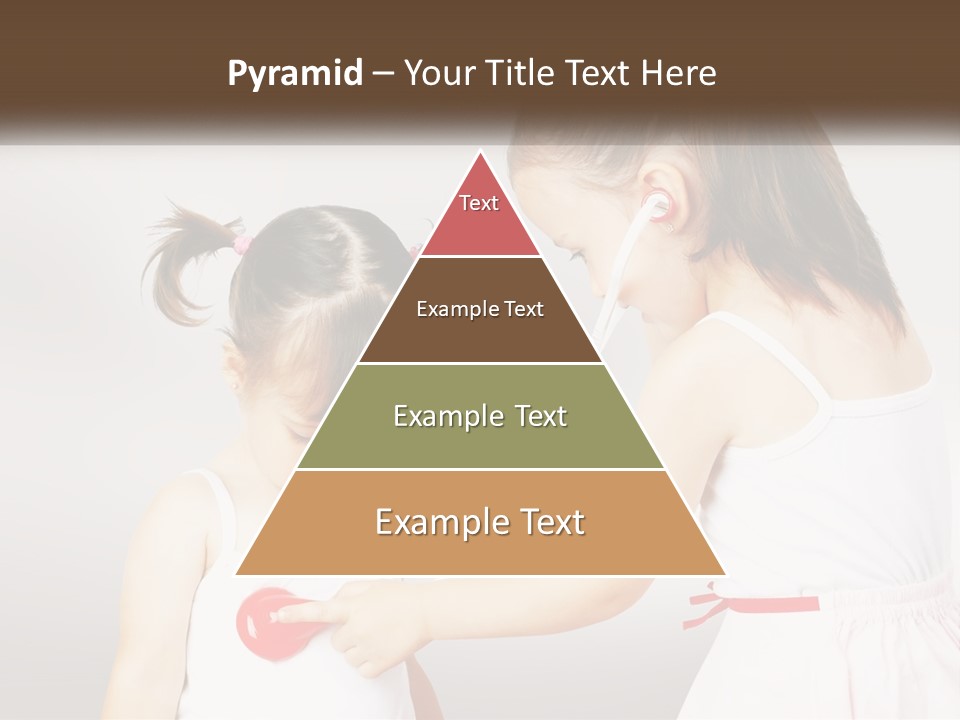 Two Little Girls Are Playing With Ear Buds PowerPoint Template