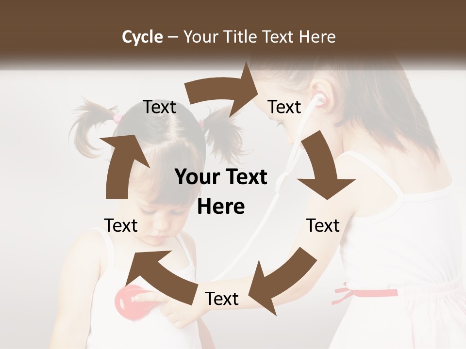 Two Little Girls Are Playing With Ear Buds PowerPoint Template