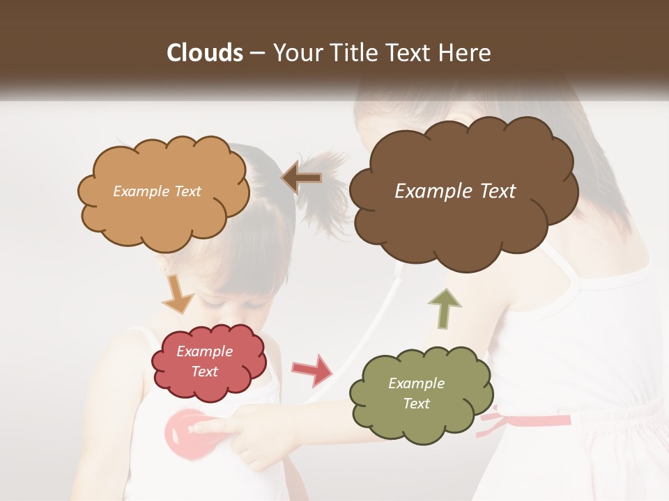 Two Little Girls Are Playing With Ear Buds PowerPoint Template