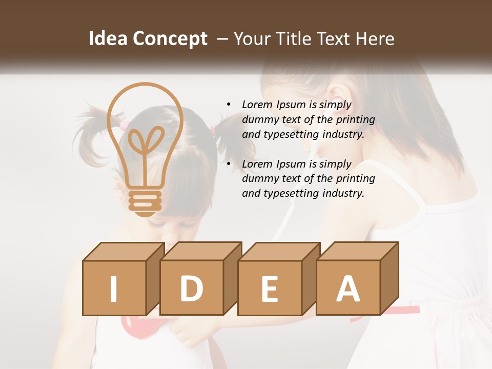 Two Little Girls Are Playing With Ear Buds PowerPoint Template