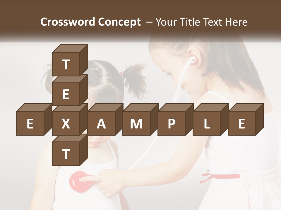 Two Little Girls Are Playing With Ear Buds PowerPoint Template