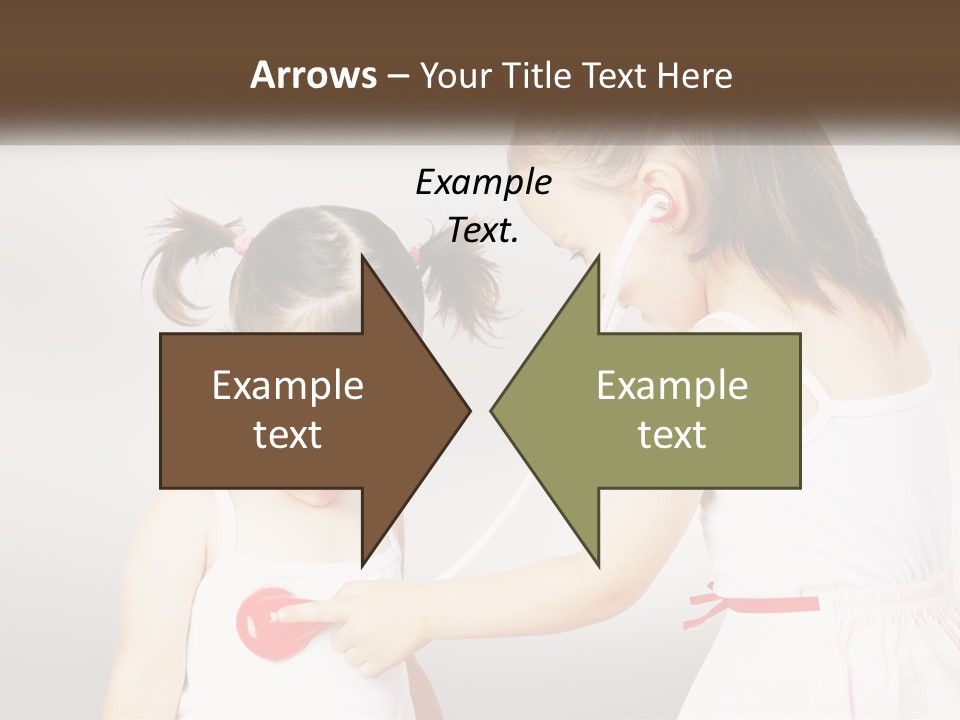 Two Little Girls Are Playing With Ear Buds PowerPoint Template