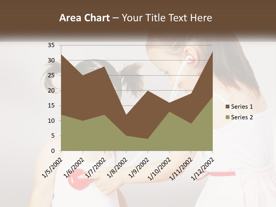 Two Little Girls Are Playing With Ear Buds PowerPoint Template