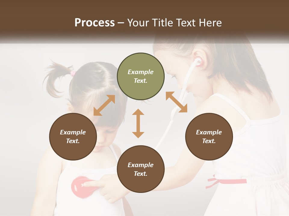 Two Little Girls Are Playing With Ear Buds PowerPoint Template